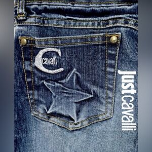 Just Cavalli Y2K Luxury Slim Skinny Low Rise Denim Jeans With Whiskering Size